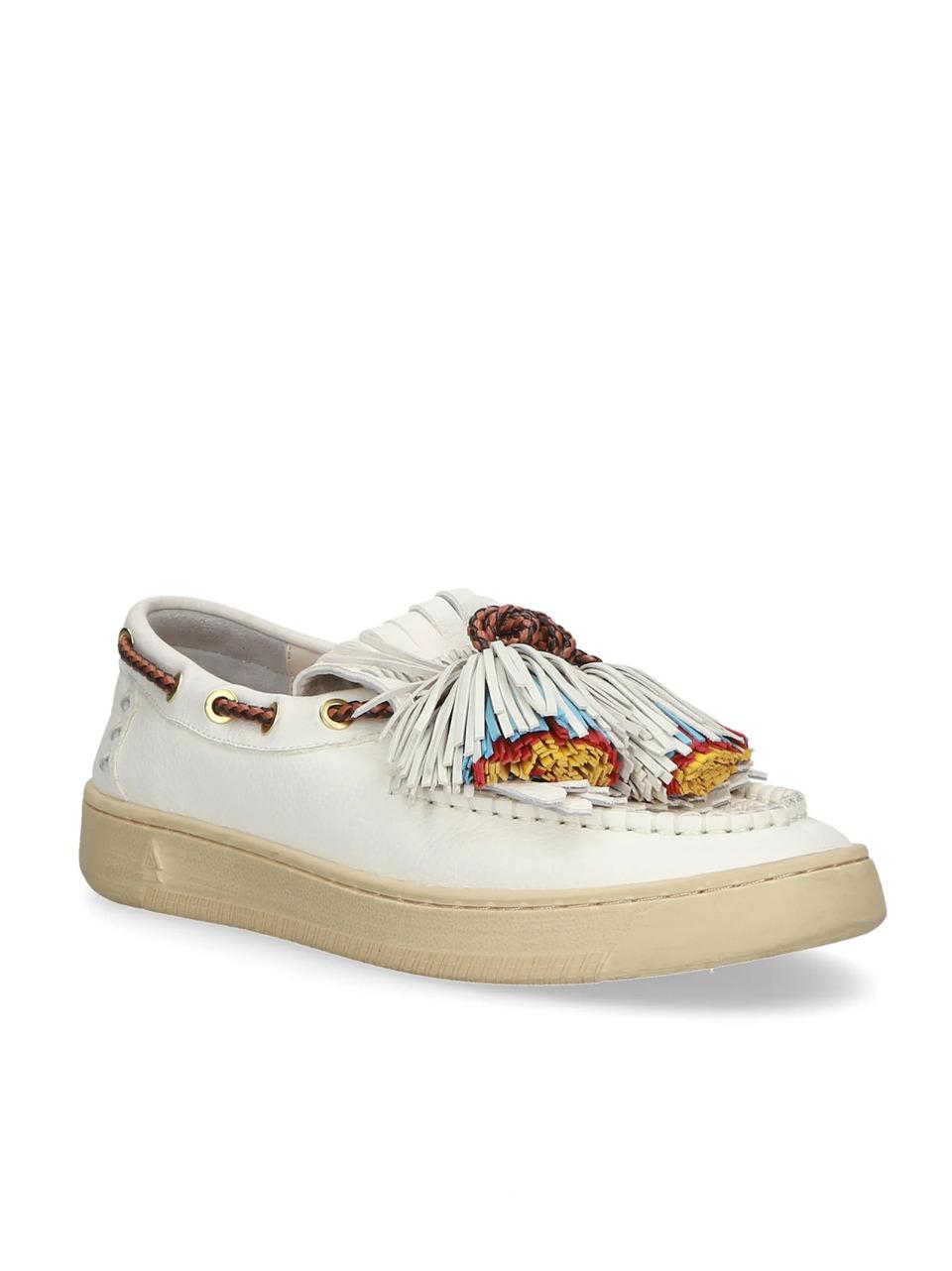 mocassino con frange C09 WHITE ELENA IACHI