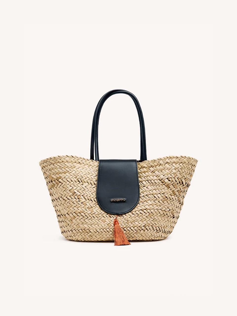 borsa in rafia con patta 75495 NATURALE\NERO GIOSEPPO