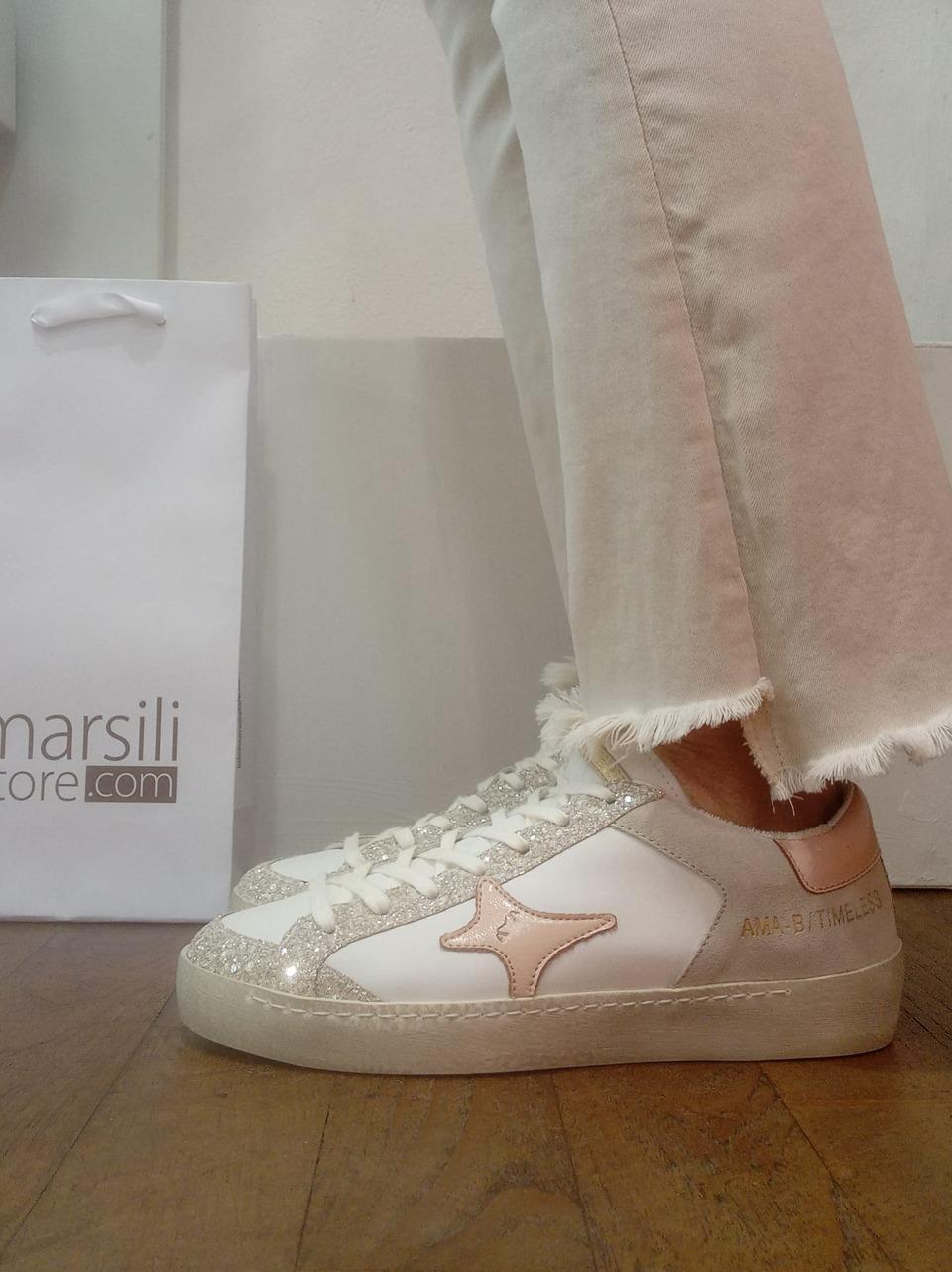 sneakers timeless 4602 BIANCO ROSA AMA brand