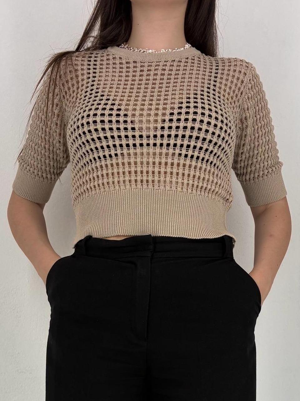 maglia mezza manica traforata JC4351044 SAND Jucca