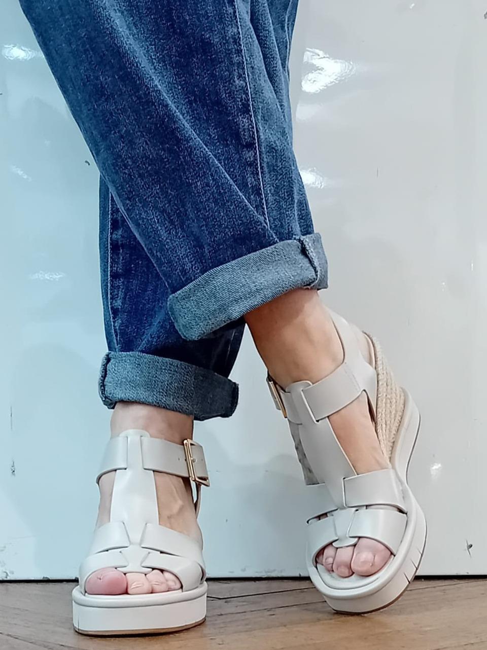 sandalo zeppa in corda e pelle ELIE BLACK PALOMITAS by paloma barcelo
