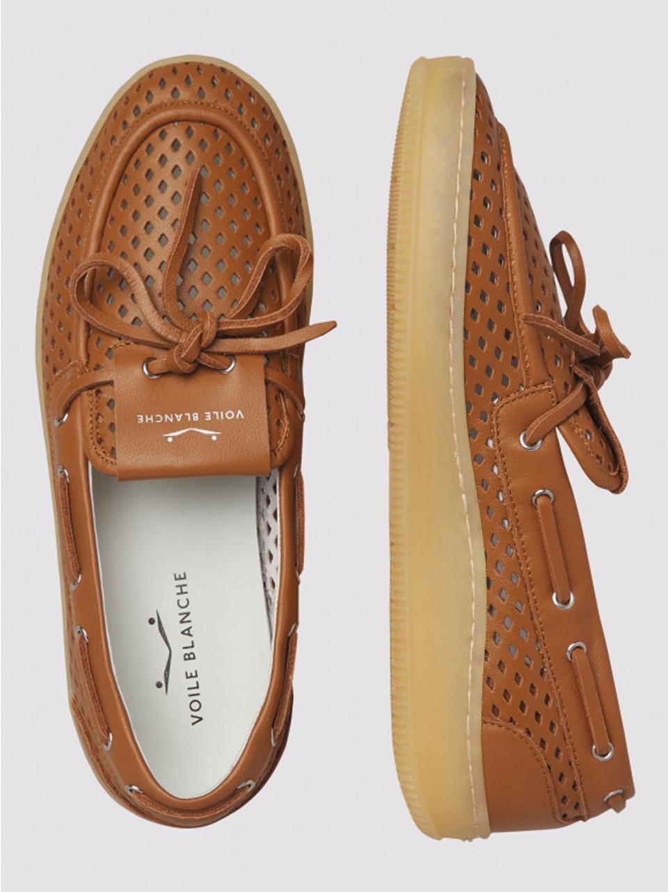 mocassino traforato OLIVA0N01 COGNAC VOILE BLANCHE