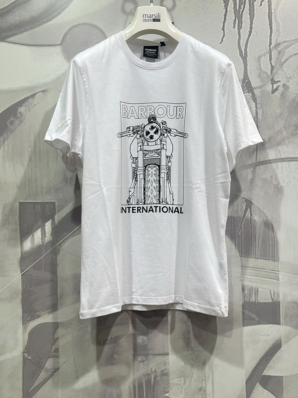 BARBOUR INTERNATIONAL t-shirt stampa moto Bianco