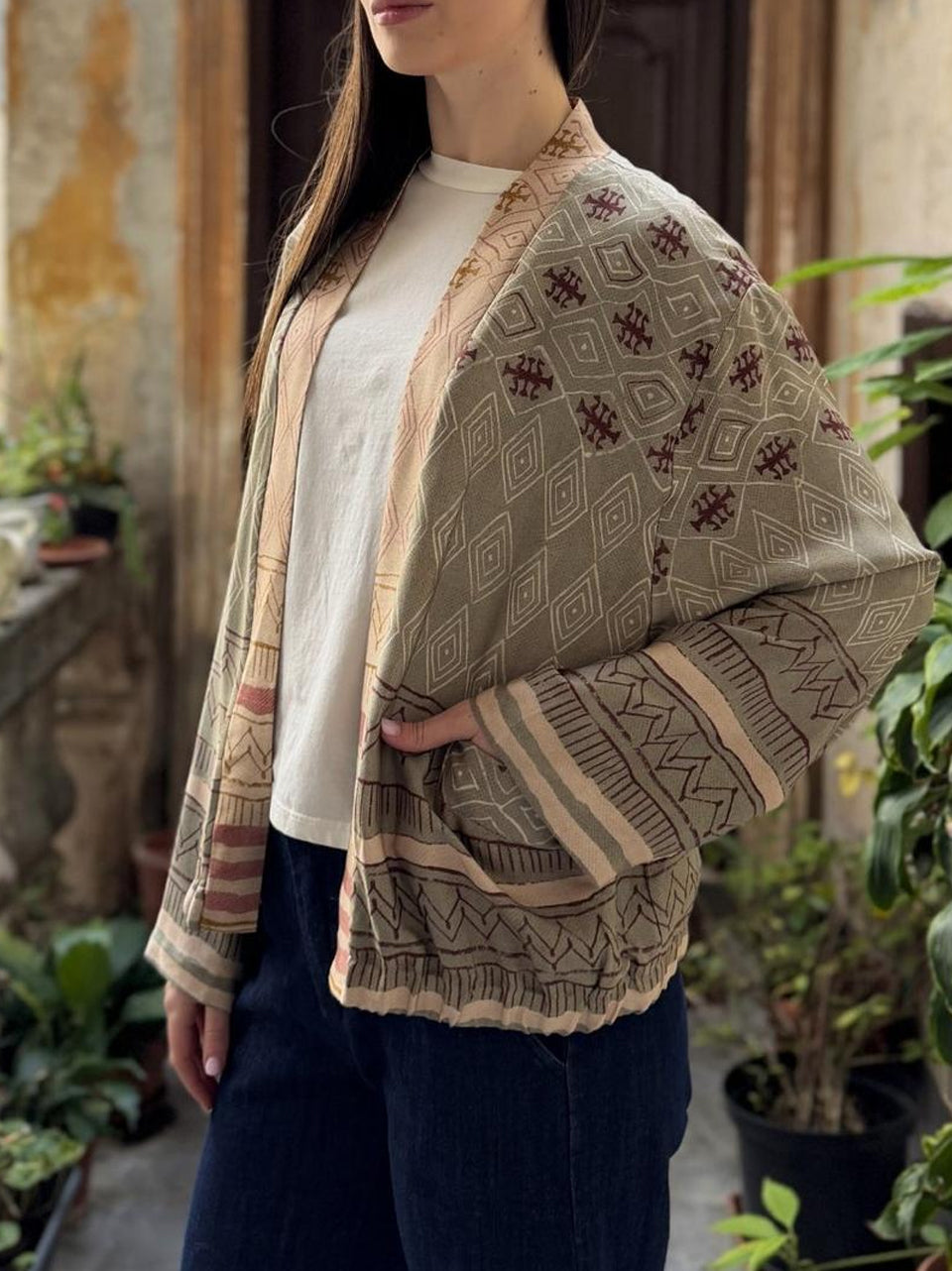 kimono corto fantasia geometrica