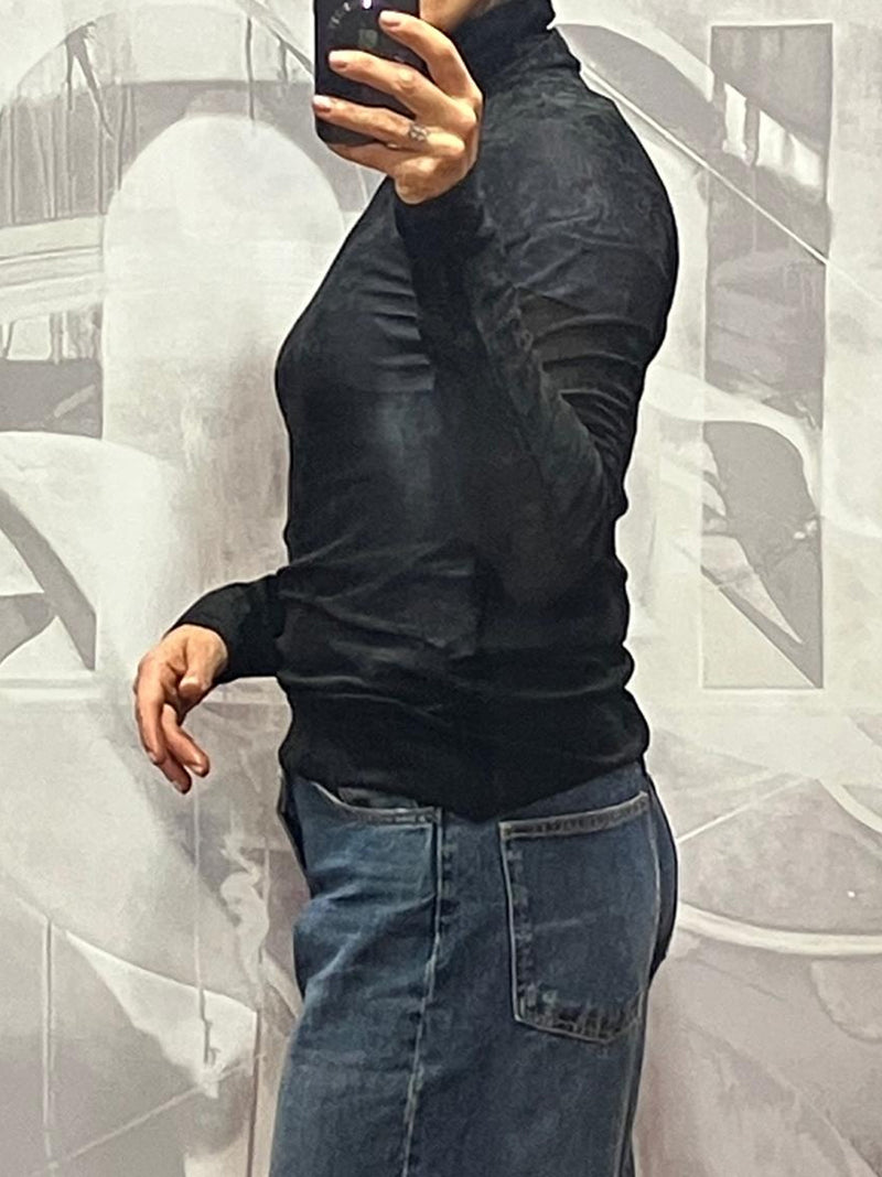 collo alto tulle ciniglia