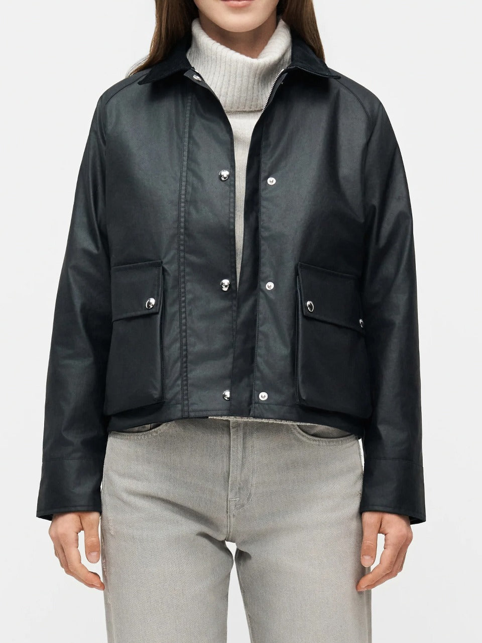giubbino a trapezio cerato CYAN BLACK BELSTAFF 