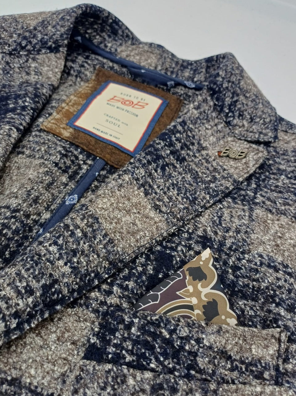giacca check boucle MARDEN 467 TORTORA BOB 