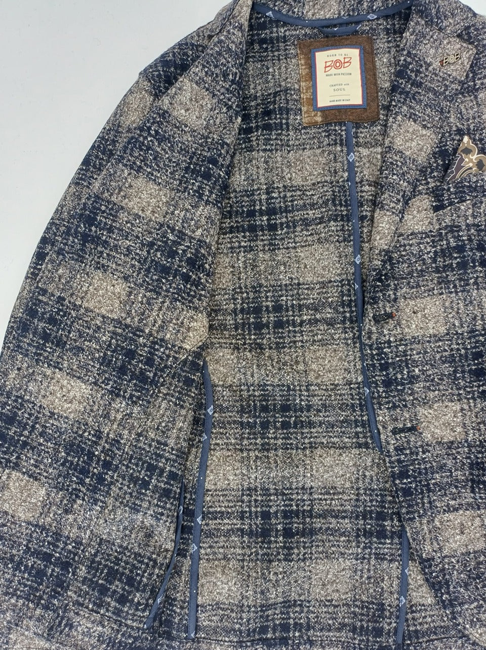 giacca check boucle MARDEN 467 TORTORA BOB 