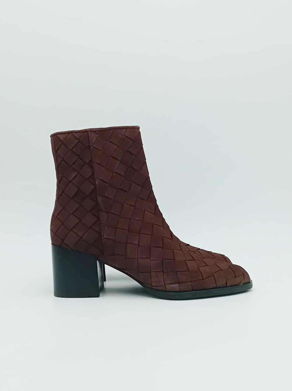 stivaletto intrecciato  tacco 70 mm  con zip interna 12241 NERO PONS QUINTANA 