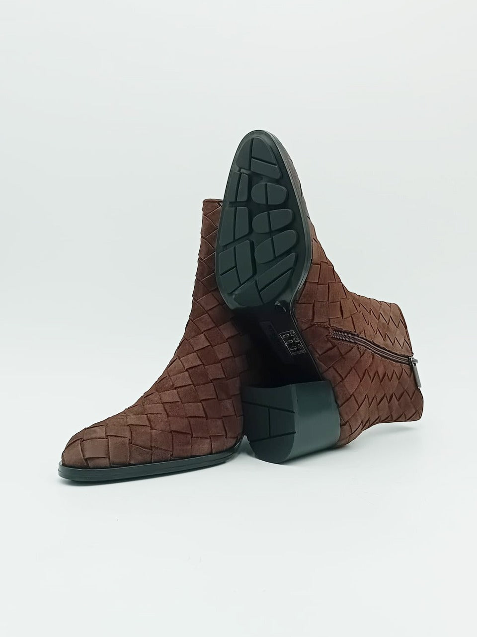 stivaletto intrecciato  tacco 70 mm  con zip interna 12241 NERO PONS QUINTANA 