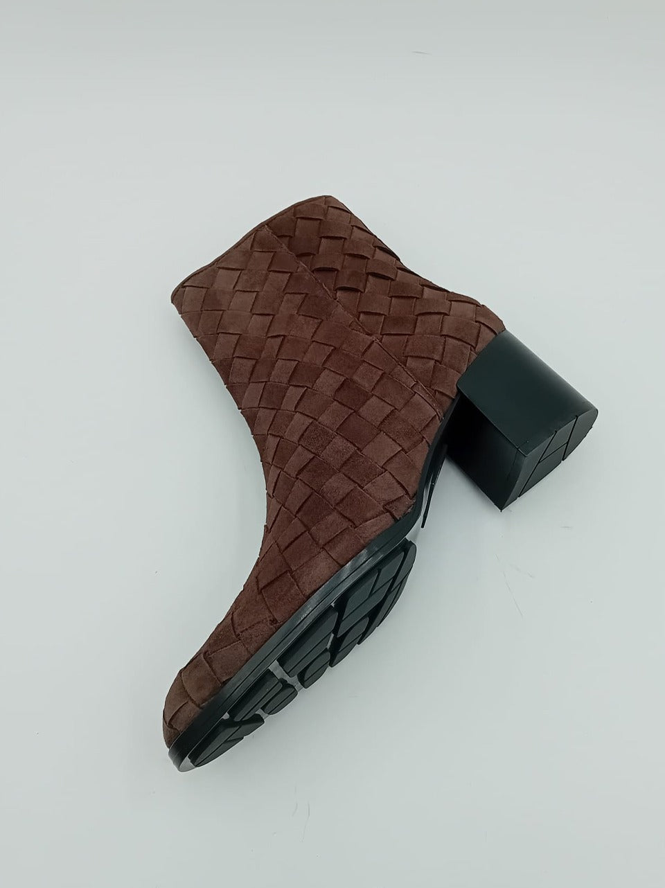 stivaletto intrecciato  tacco 70 mm  con zip interna 12241 NERO PONS QUINTANA 