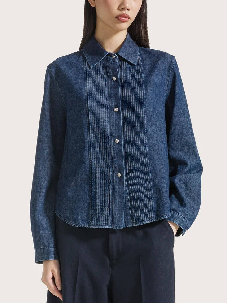 camicia plastron in denim 1970 CA1543 D SEVENTY 