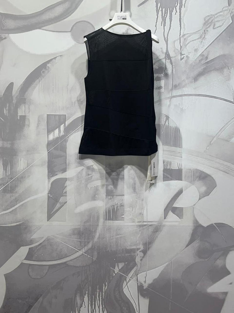 top in maglia a voile F5SE12. NERO LIviana conti 