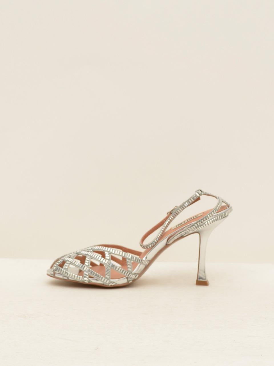 sandalo swarosky tacco  80mm 564 PLATA BIBI LOU 