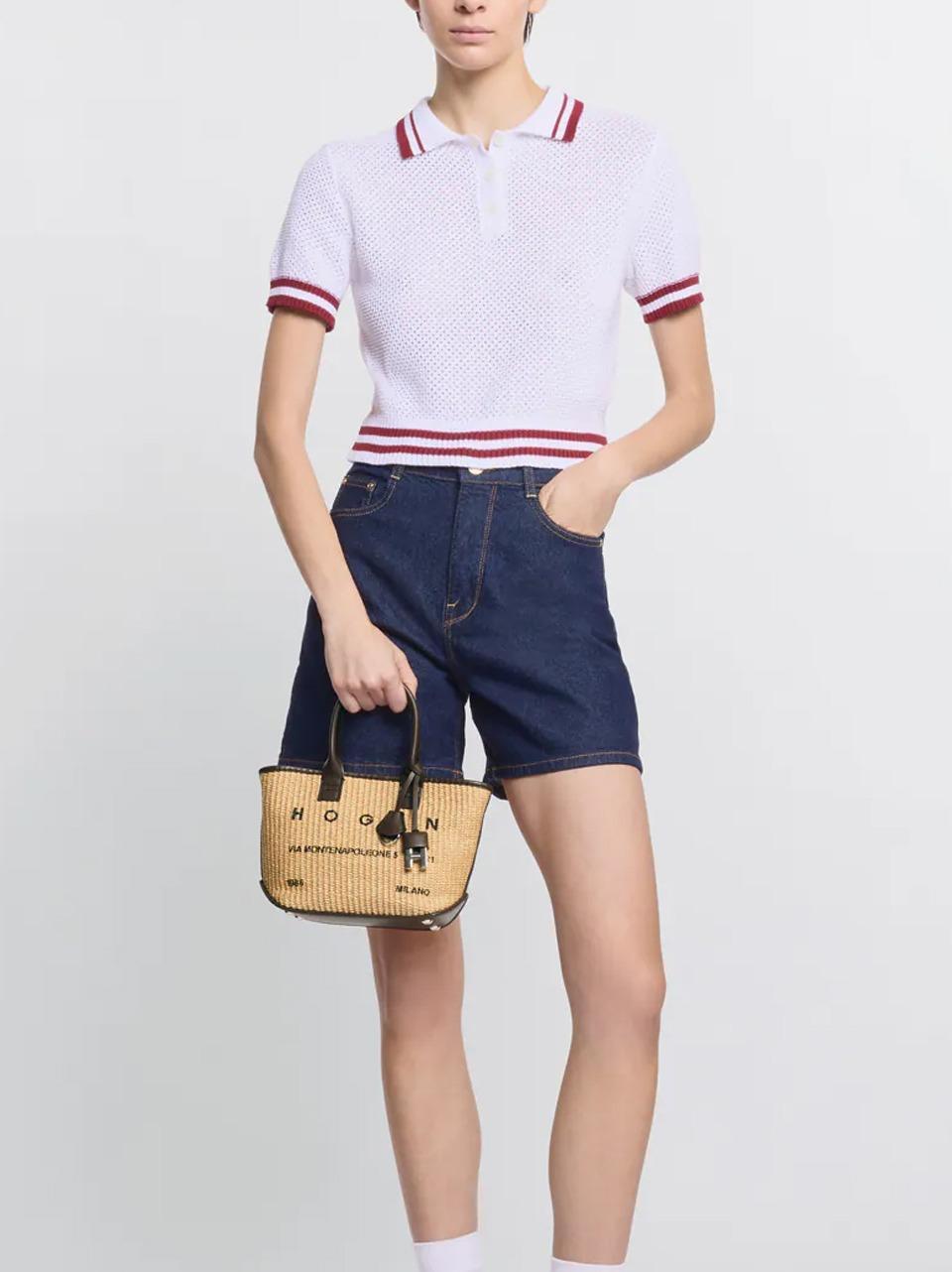shopping mini in rafia KBW01TA5100UYI7E06 CREMA CIOCCOLATO HOGAN 