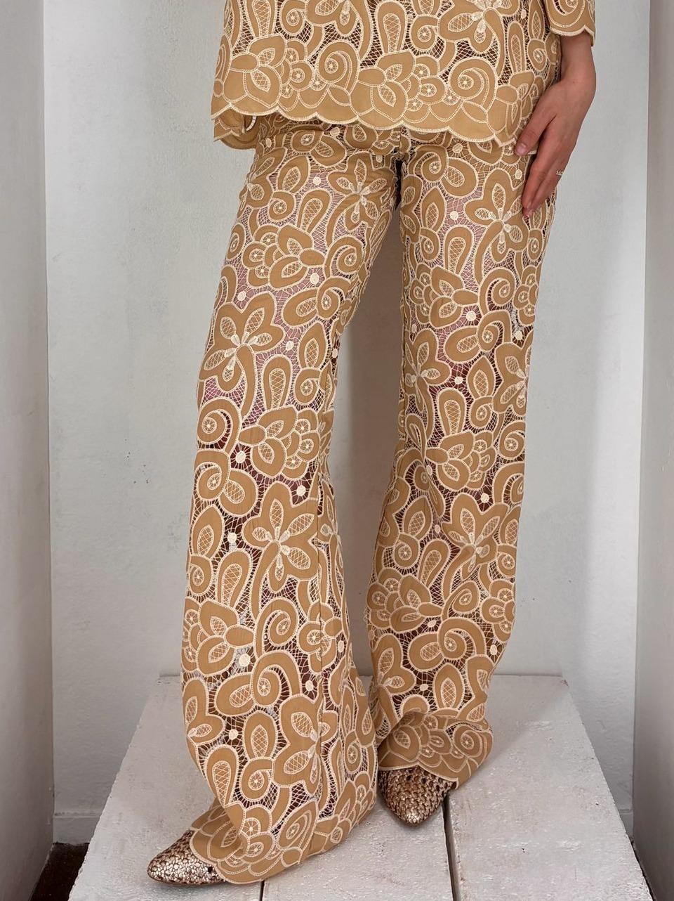 pantalone con ricami 5727 BEIGE GLAMOROUS 