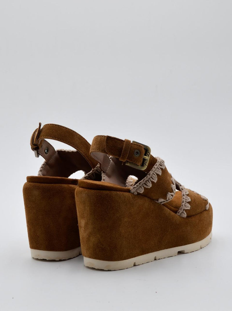 sandalo montante  con infilature 711002A COGNAC MOU 
