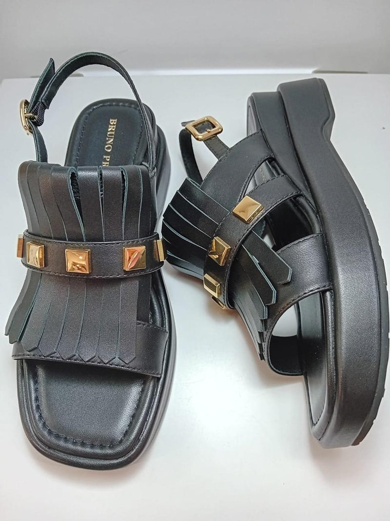 sandalo zeppa con frangia BL4903X NERO BRUNO PREMI 