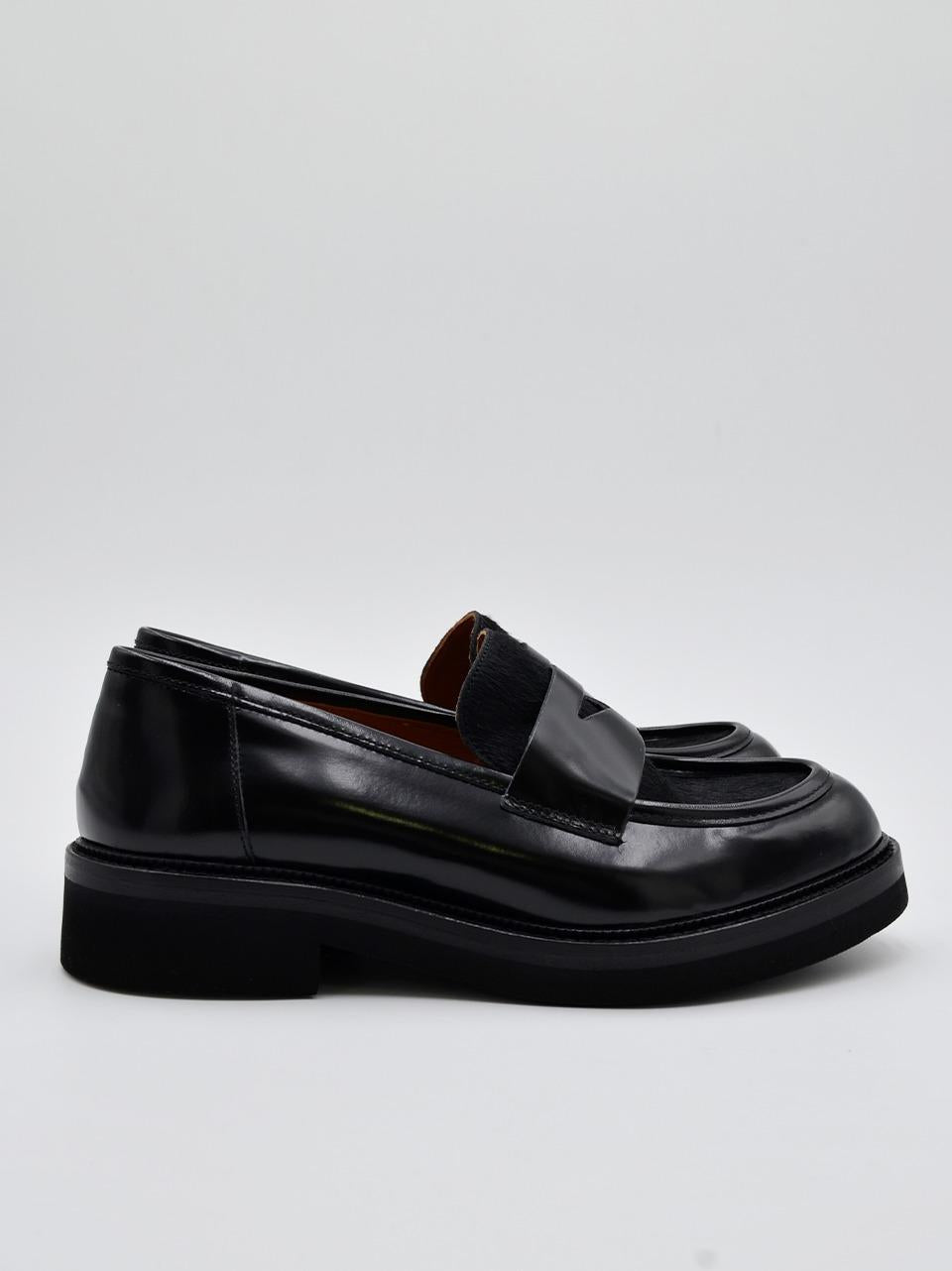 mocassino con con passante bimateriale 3276 NERO MAT:20 