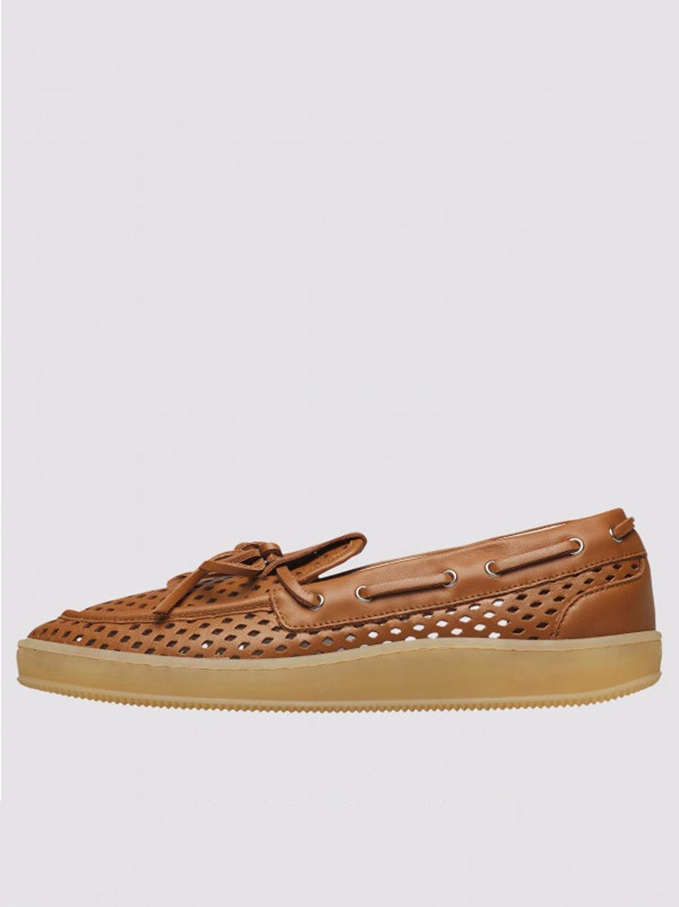 mocassino traforato OLIVA0N01 COGNAC VOILE BLANCHE 