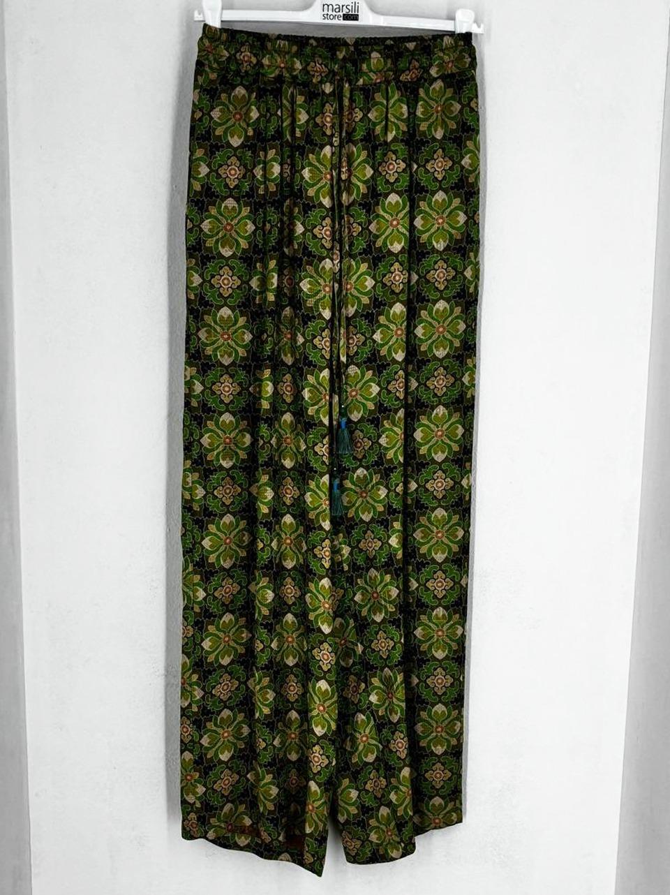 pantalone fluido fantasia floreale 26331 GIALLO WU' SIDE 