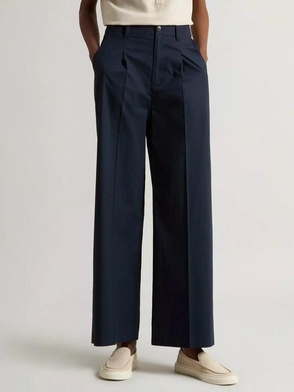 pantalone palazzo in popeline 0219 3944 BLU WOOLRICH 