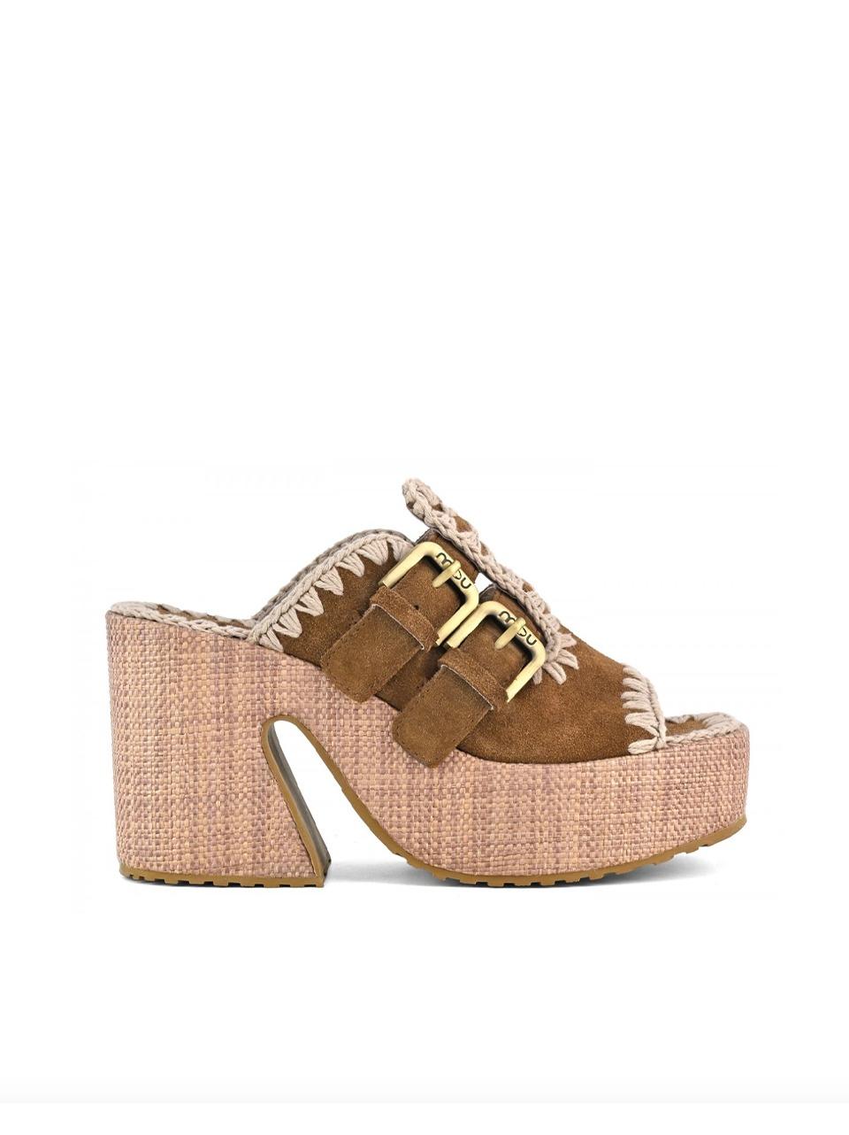 raffia platform two buckles MU SW721001A NUT MOU 