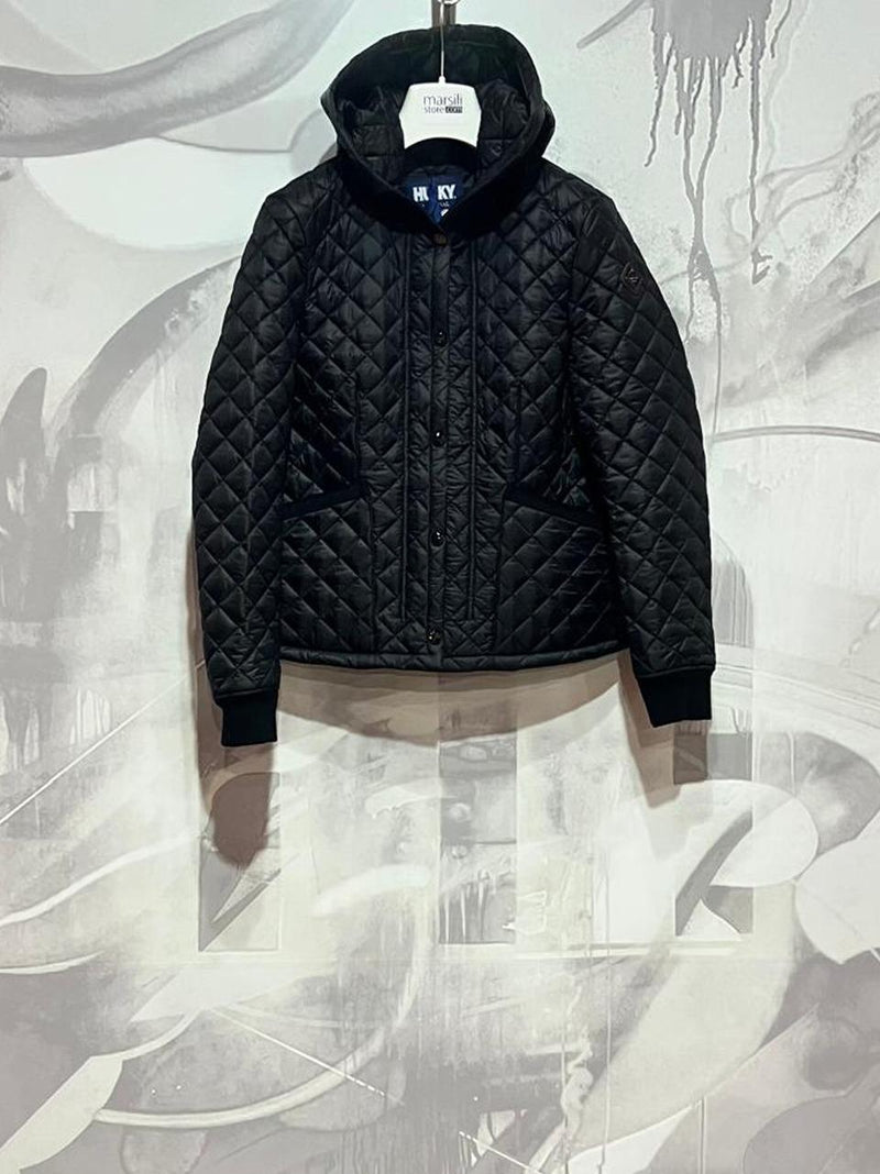 giacca con cappuccio  trapuntato W0030 H0060 BLK huSKY 