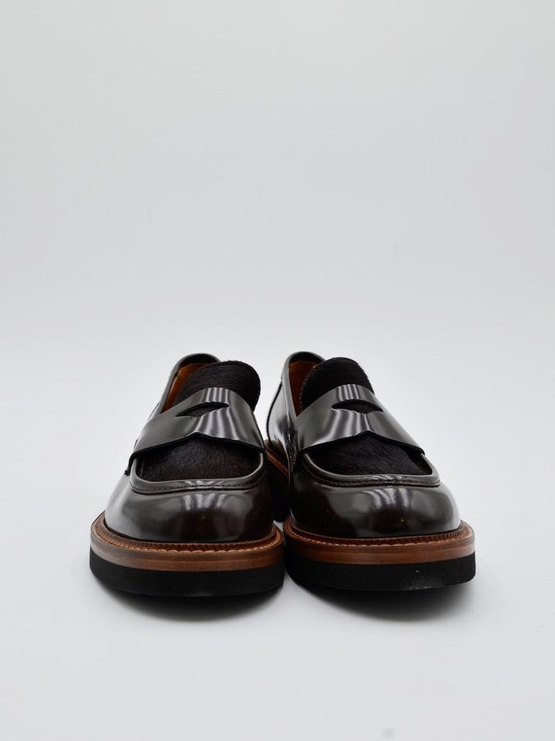 mocassino con con passante bimateriale 3276 CAFFE MAT:20 