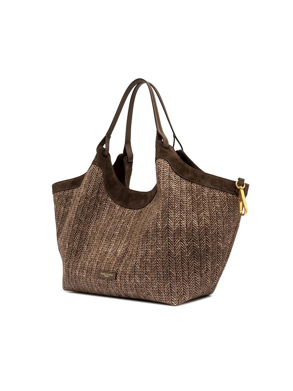 shopping dua grande paglia spigata BS12340 CHOCO GIANNI CHIARINI 