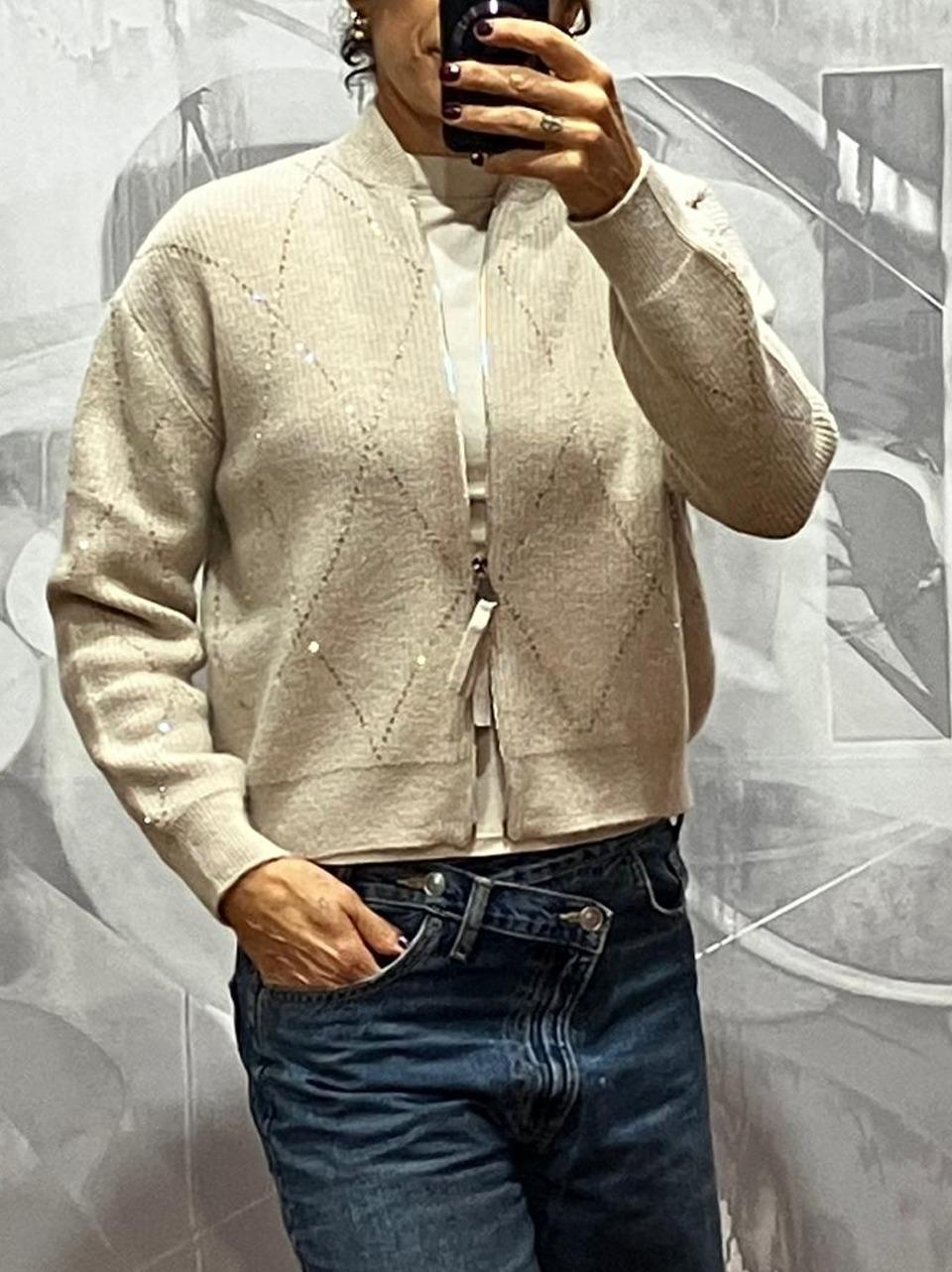 maglia full zip strass MT3906 014 SEVENTY 