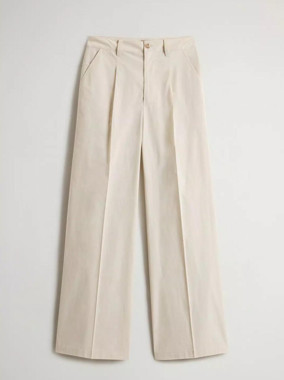 pantalone palazzo in popeline 0219 3944 AVORIO WOOLRICH 