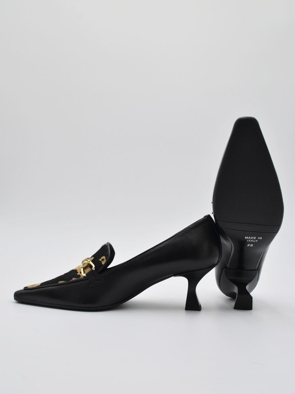 decollette\mocassino con cavallino tacco h 40  mm DI25104 NERO MICHAEL DASS 