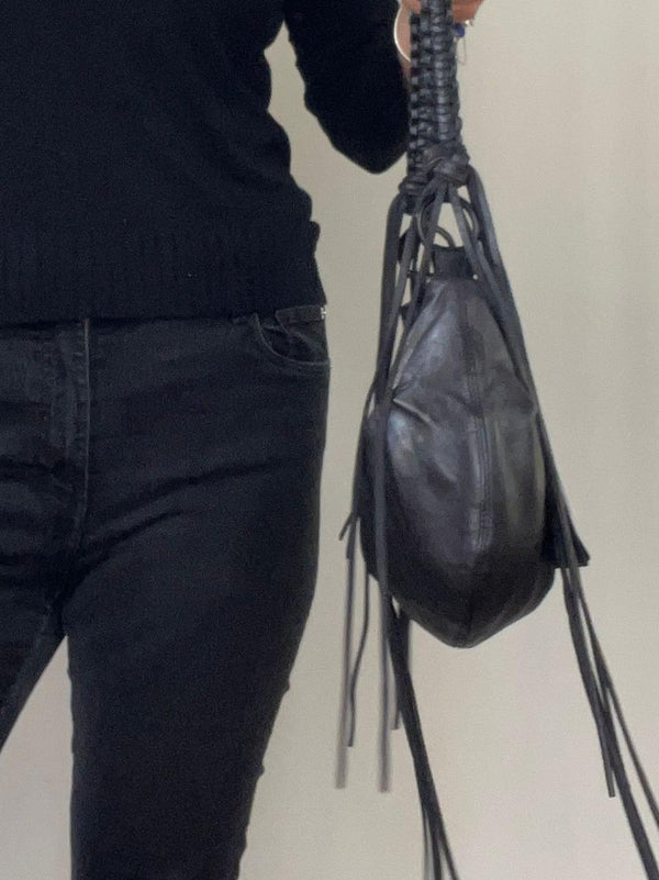 borsa gloss con frange  asportabili BS8704 NERO REHARD 