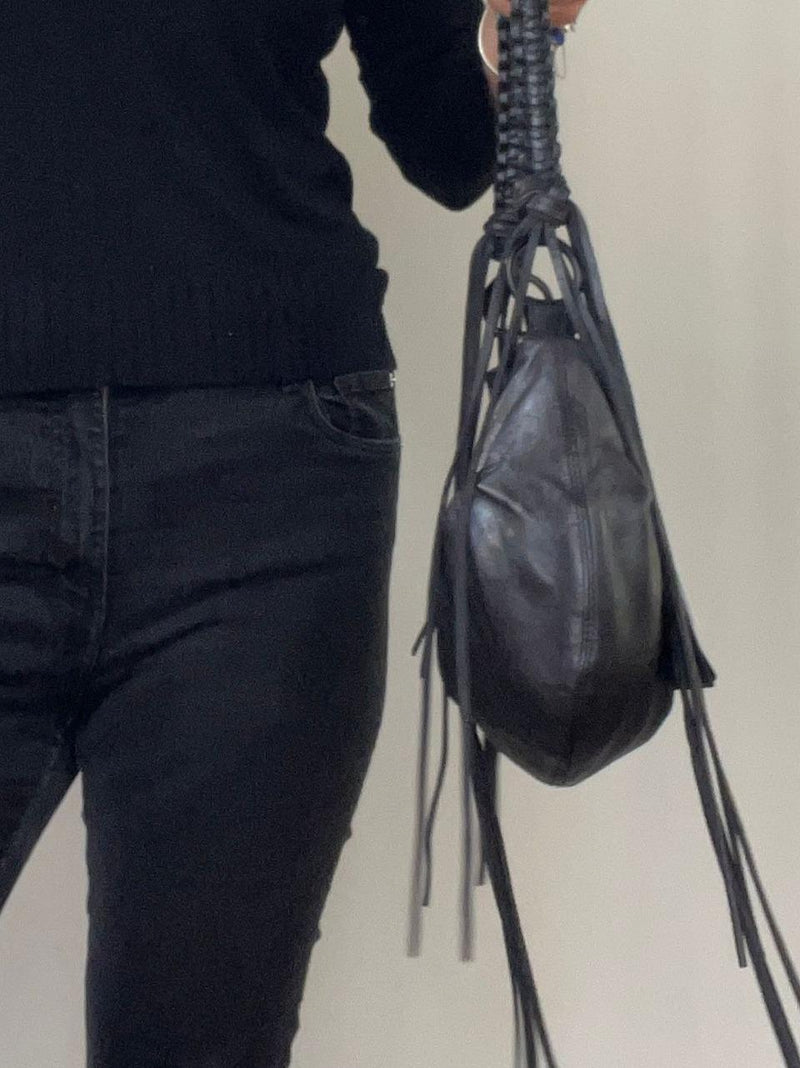 borsa gloss con frange  asportabili BS8704 NERO REHARD 