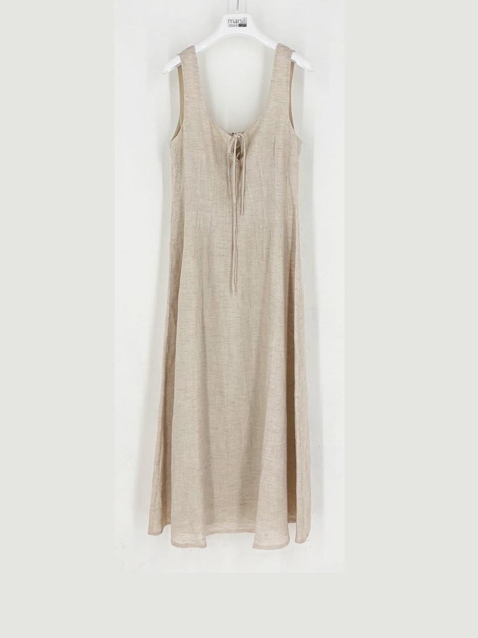 tie front pleated midi dress AN5633 BEIGE GLAMOROUS 