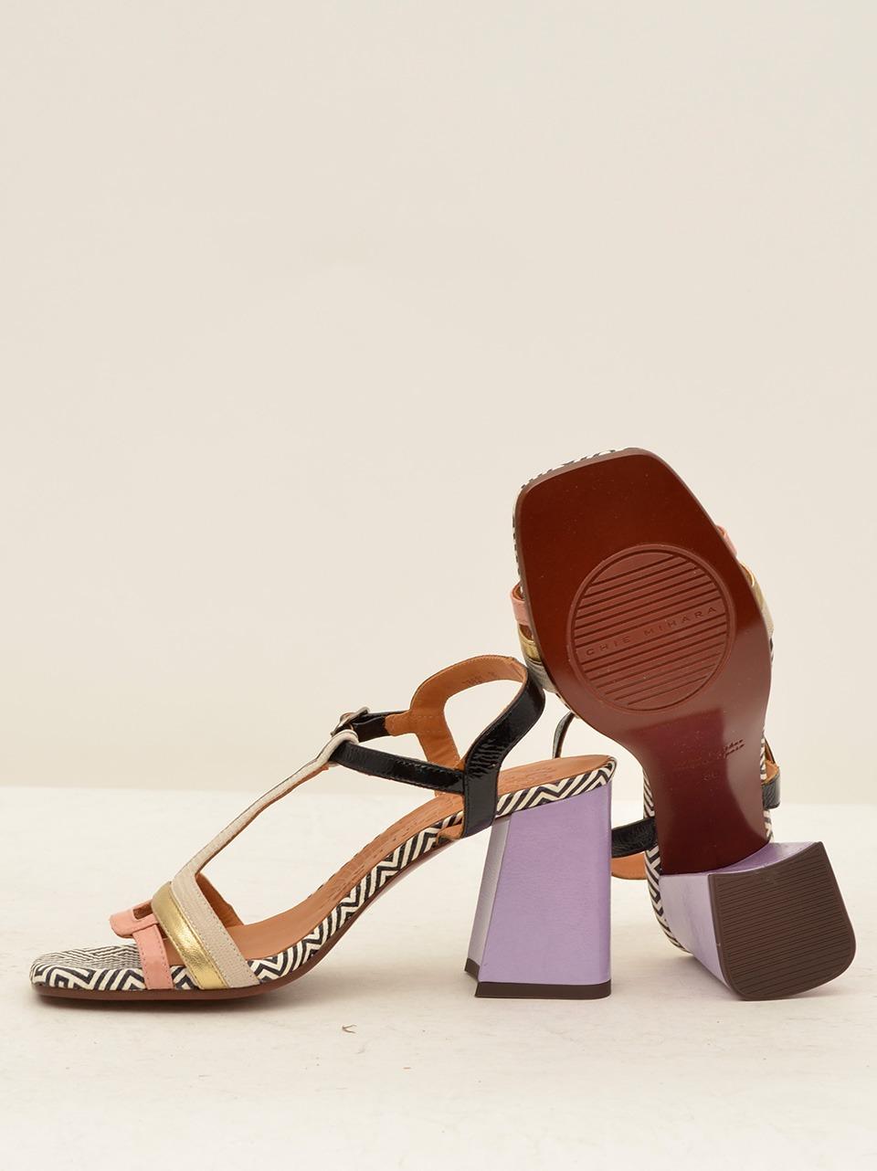 sandalo t  tacco h 70mm PIYATA BEIGE\NERO\ROSA CHIE MIHARA 