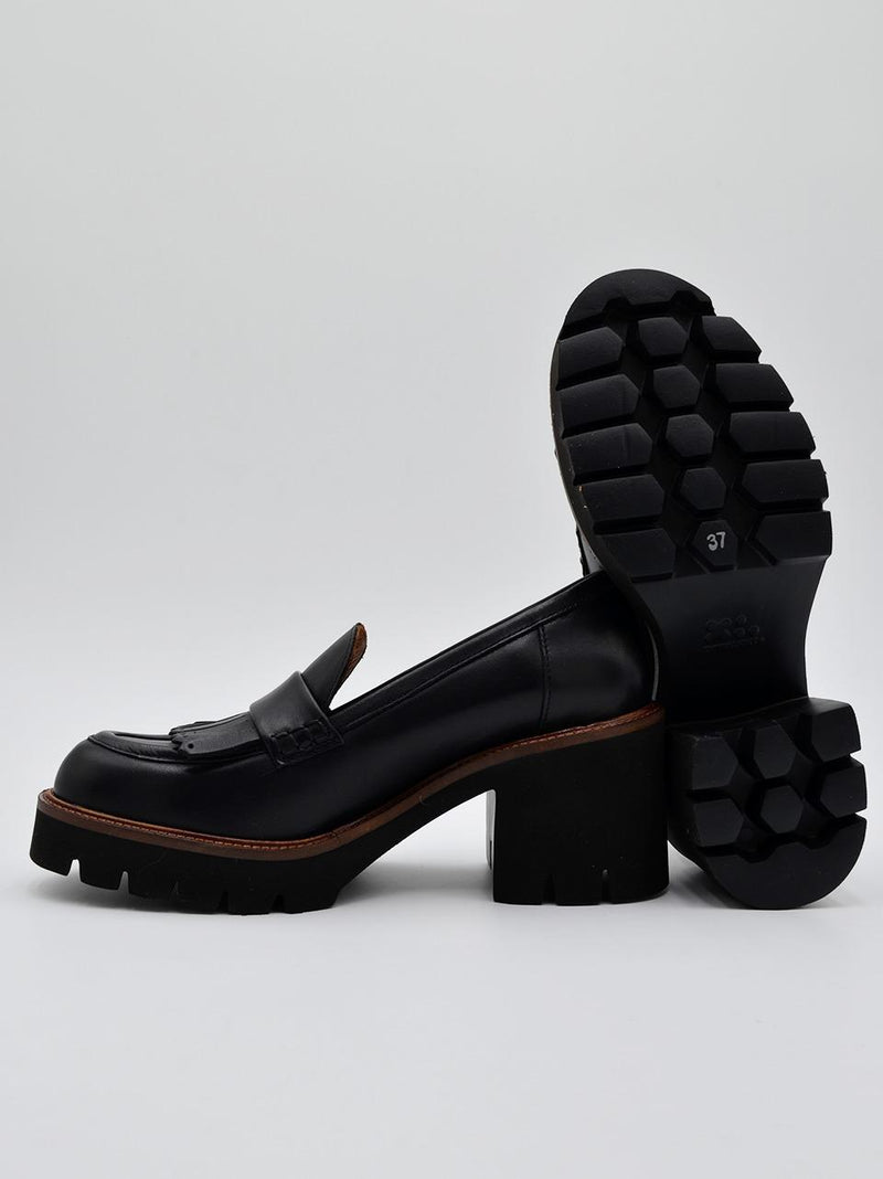 mocassino con frangia tacco h 50mm 8705 NERO MAT:20 
