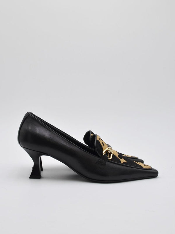 decollette\mocassino con cavallino tacco h 40  mm DI25104 NERO MICHAEL DASS 