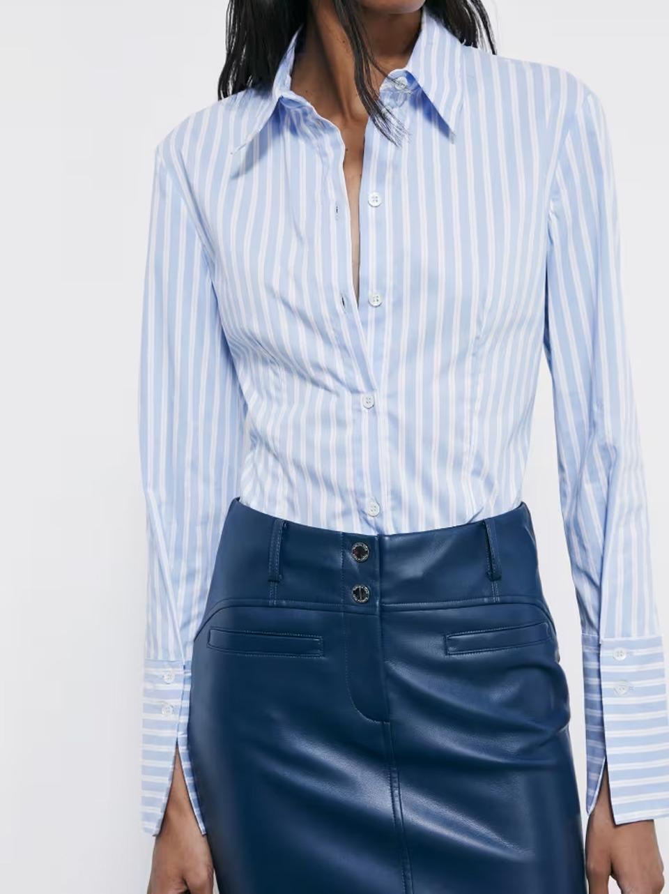 camicia gessata in cotone 8C0851A544 FG57 Patrizia pepe 