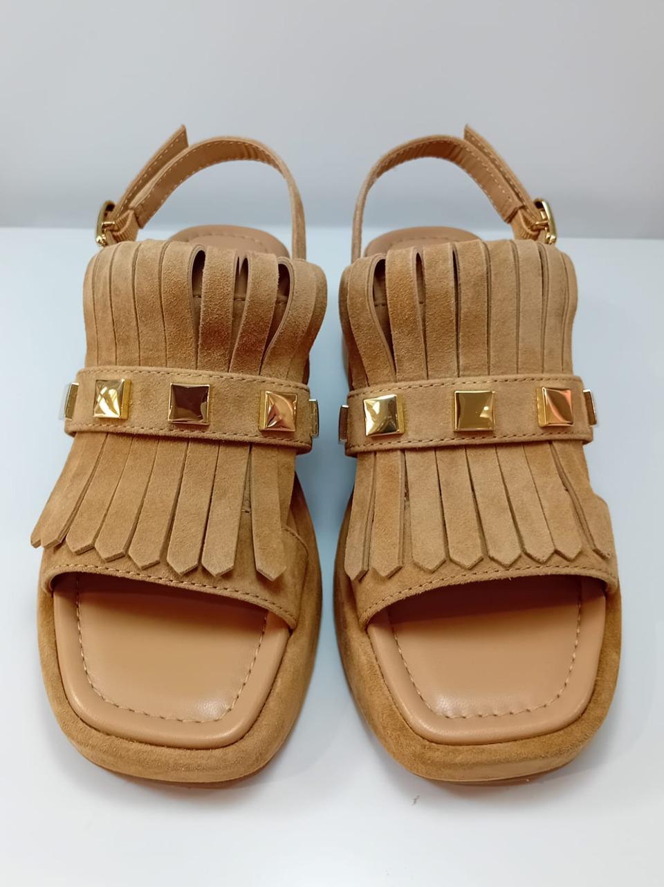 sandalo zeppa con frangia BL4903X CAMEL BRUNO PREMI 