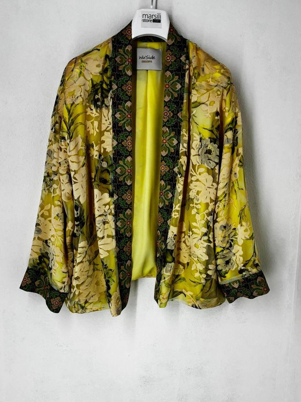 kimono corto fantasia floreale 26310 GIALLO WU' SIDE 