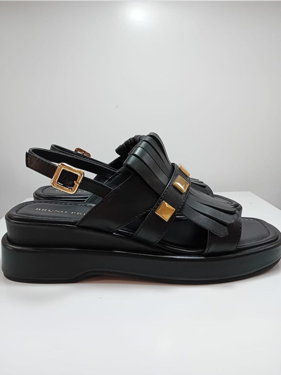 sandalo zeppa con frangia BL4903X NERO BRUNO PREMI 