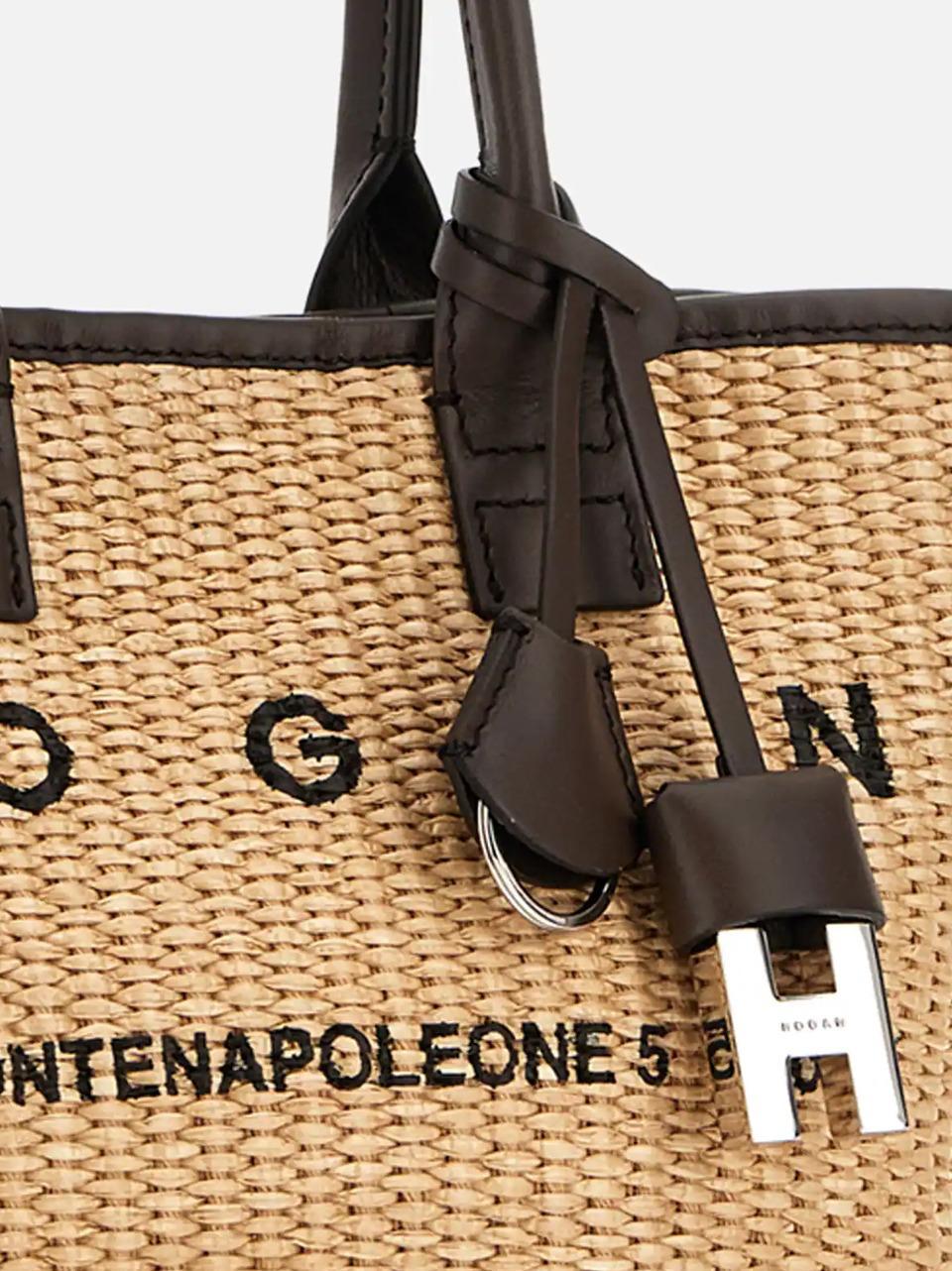 shopping mini in rafia KBW01TA5100UYI7E06 CREMA CIOCCOLATO HOGAN 