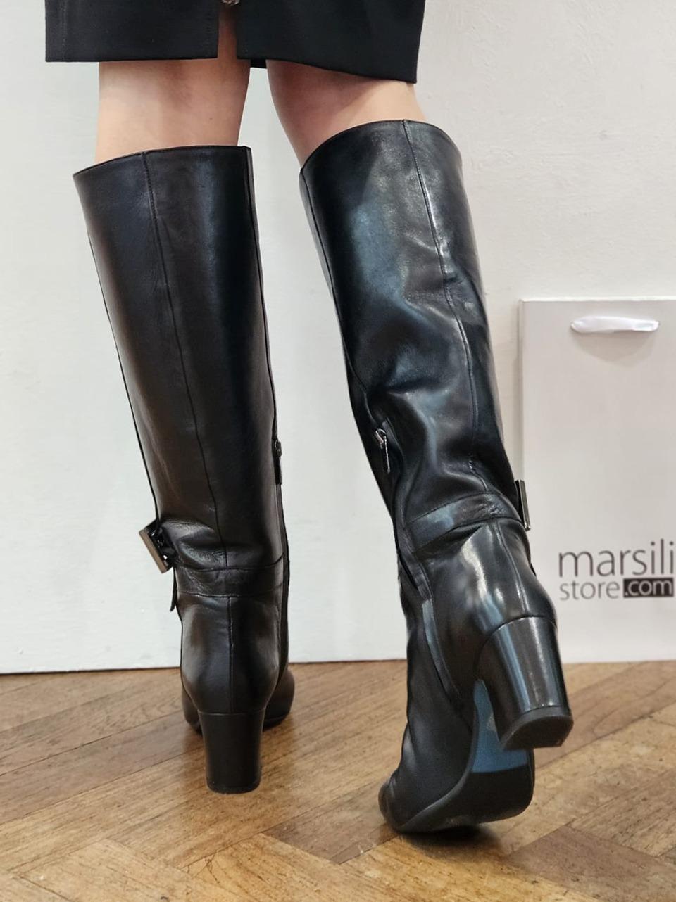 stivalle con accessorio tacco h 60mm MORGANA NERO DELAIA 