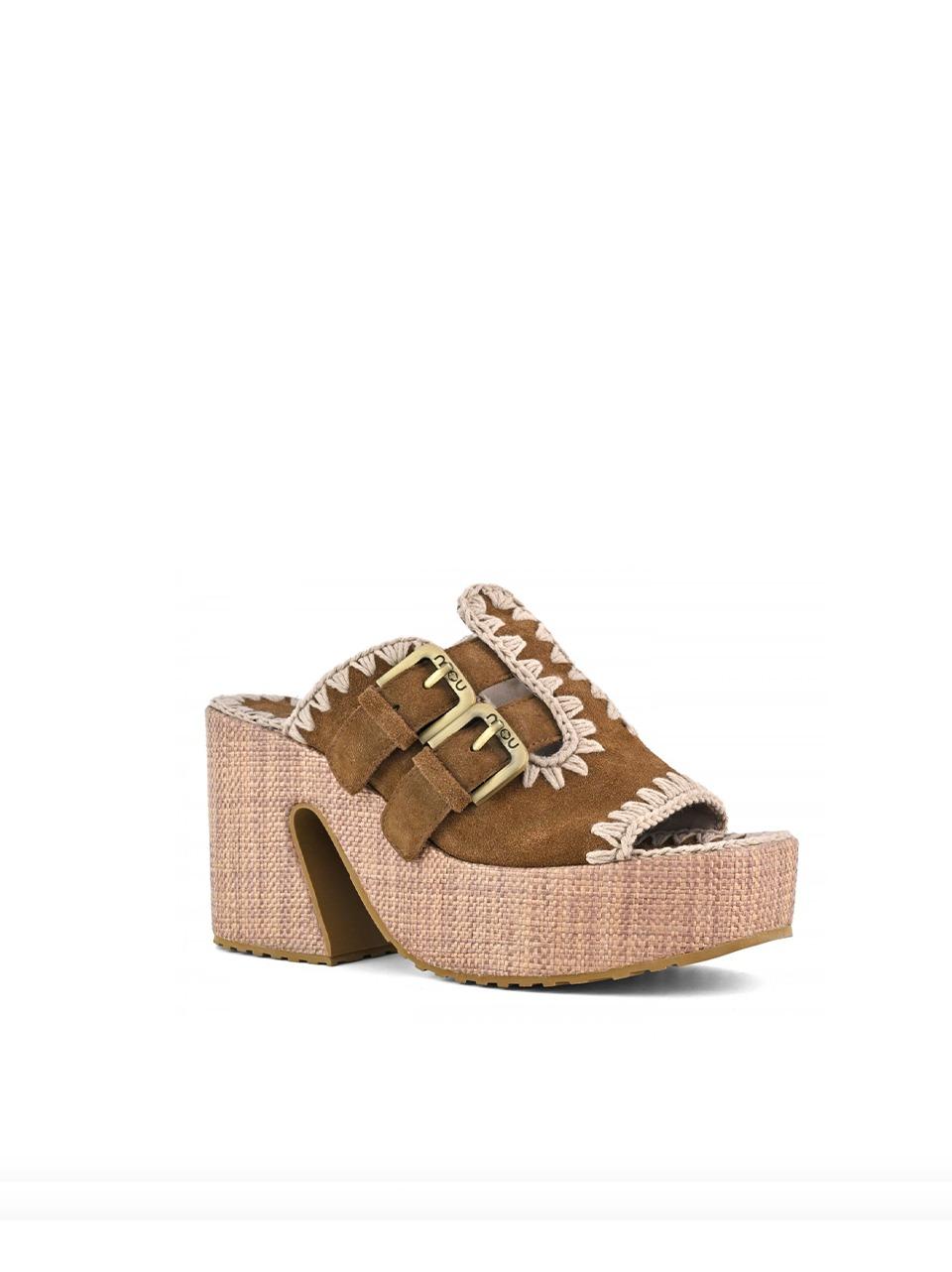 raffia platform two buckles MU SW721001A NUT MOU 