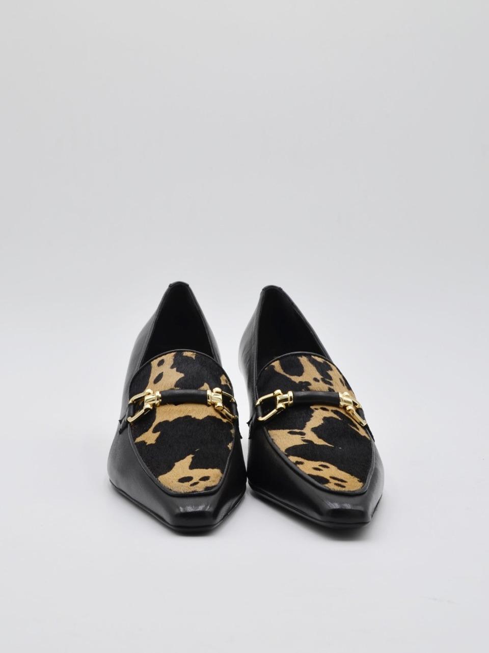 decollette\mocassino con cavallino tacco h 40  mm DI25104 NERO MICHAEL DASS 