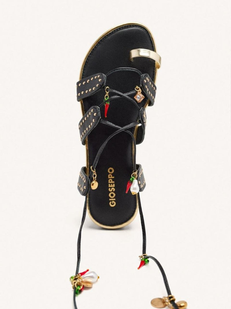 sandalo flat con laccio alla caviglia IONE NERO GIOSEPPO 