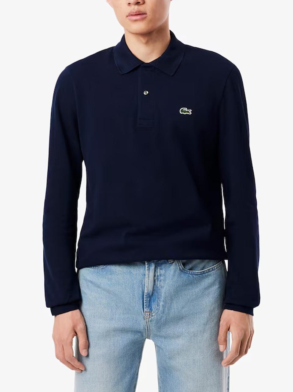 polo manica lunga L1312 BLU LACOSTE 