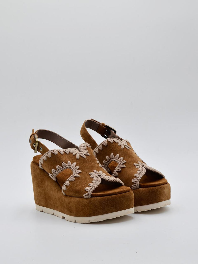sandalo montante  con infilature 711002A COGNAC MOU 